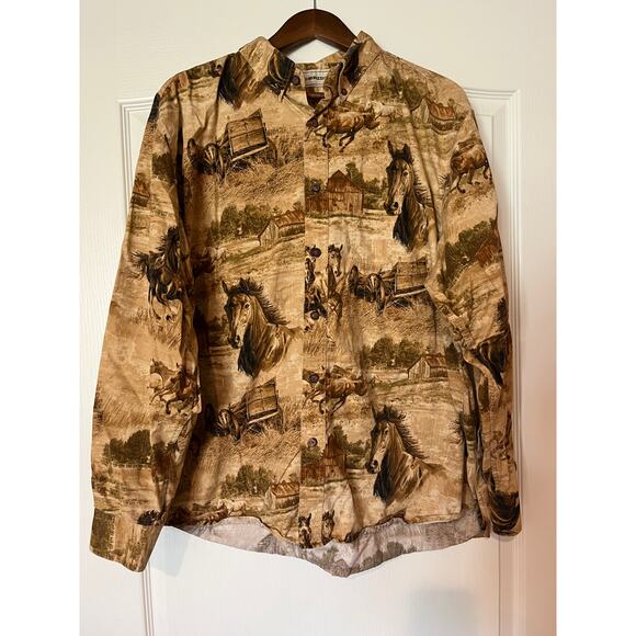 Vintage Bit & Bridle Mens Button Down Equestrian  XL - Picture 1 of 6